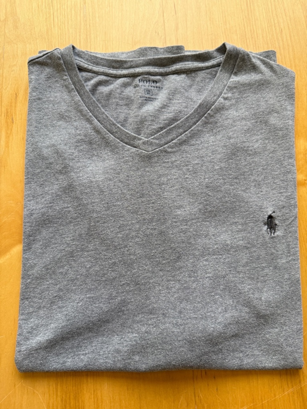 Polo Ralph Lauren V-Neck T-Shirt Gray Classic Fit Logo Tee Size 2XL